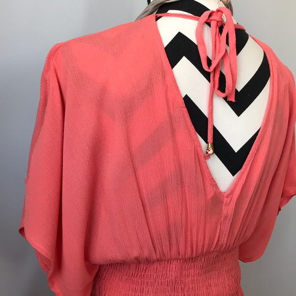 Coral V Neck Maxi Dress - Picture 8 of 8